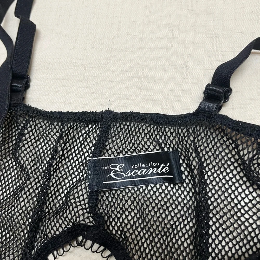 Escante Collection L black mesh & lace lingerie bodysuit